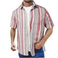 thumbnail image 1 of Lenago Mens Casual Shirts Leisure Stripe Flip Collar Button Versatile Short Sleeve Shirt, 1 of 6