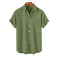 thumbnail image 1 of Lenago Mens Dress Shirts Casual Turndown Collar Solid Short Sleeve Button Shirt Tops Blouse, 1 of 7