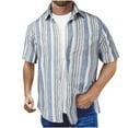 thumbnail image 1 of Lenago Mens Dress Shirts Leisure Stripe Flip Collar Button Versatile Short Sleeve Shirt, 1 of 6