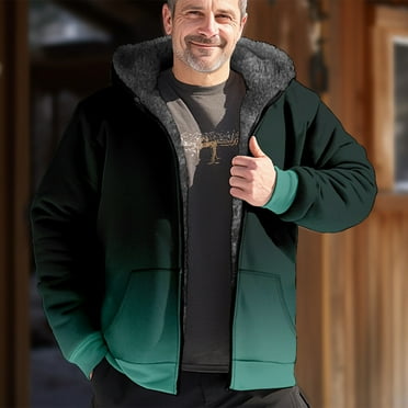 Lenago Mens Hoodies Plus Size Zipper Casual Hooded Thicken Print Long Sleeve With Pocket Jacket Coat for Men