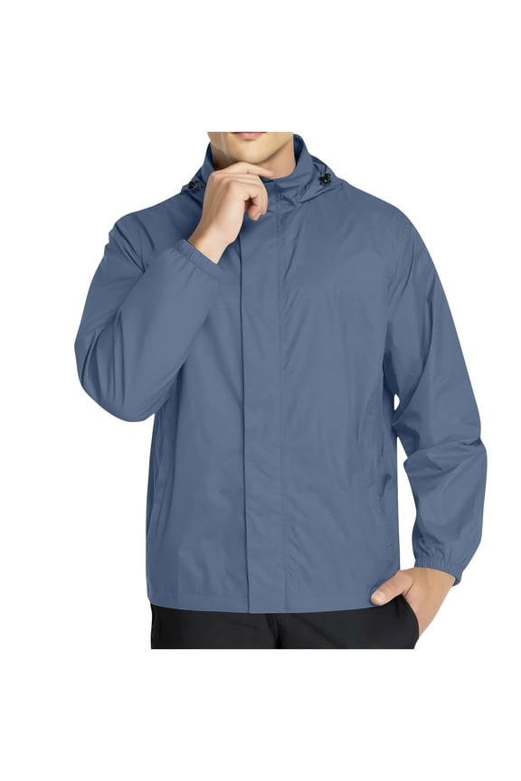 Mens Jackets Lightweight Mens Lightweight Rain Jacket Waterproof Windbreaker Packable Rain Coat With Hood For Golf Running Hiking Travel Women's Raincoats Barn Jackets for Women,Size S-3XL