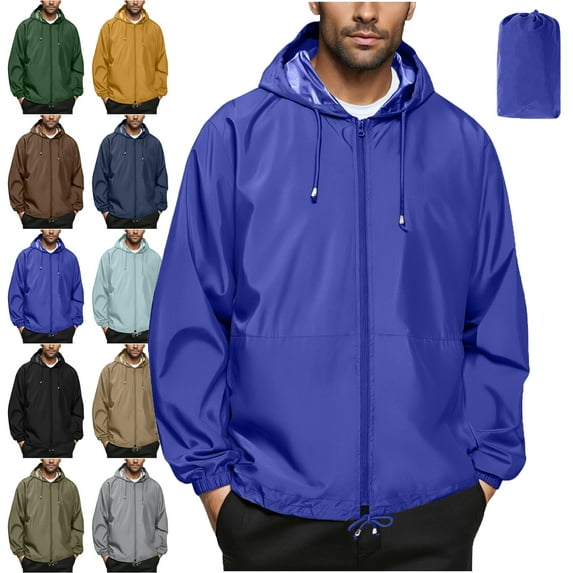 Lenago Mens Jackets Lightweight Mens Lightweight Rain Jacket Waterproof Windbreaker Packable Rain Coat With Hood For Golf Running Hiking Travel Women's Raincoats Barn Jackets for Women,Size S-3XL