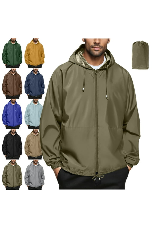 Mens Jackets Lightweight Mens Lightweight Rain Jacket Waterproof Windbreaker Packable Rain Coat With Hood For Golf Running Hiking Travel Women's Raincoats Barn Jackets for Women,Size S-3XL