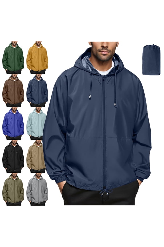 Mens Jackets Lightweight Mens Lightweight Rain Jacket Waterproof Windbreaker Packable Rain Coat With Hood For Golf Running Hiking Travel Women's Raincoats Barn Jackets for Women,Size S-3XL