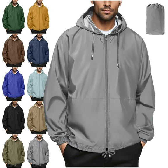 Lenago Mens Jackets Lightweight Mens Lightweight Rain Jacket Waterproof Windbreaker Packable Rain Coat With Hood For Golf Running Hiking Travel Women's Raincoats Barn Jackets for Women,Size S-3XL