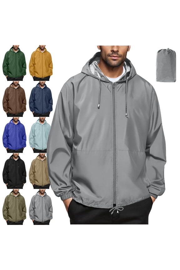Mens Jackets Lightweight Mens Lightweight Rain Jacket Waterproof Windbreaker Packable Rain Coat With Hood For Golf Running Hiking Travel Women's Raincoats Barn Jackets for Women,Size S-3XL