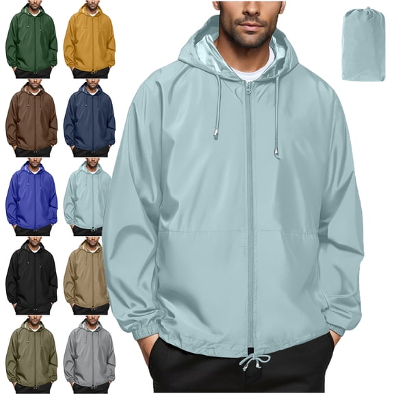 Lenago Mens Jackets Lightweight Mens Lightweight Rain Jacket Waterproof Windbreaker Packable Rain Coat With Hood For Golf Running Hiking Travel Women's Raincoats Barn Jackets for Women,Size S-3XL