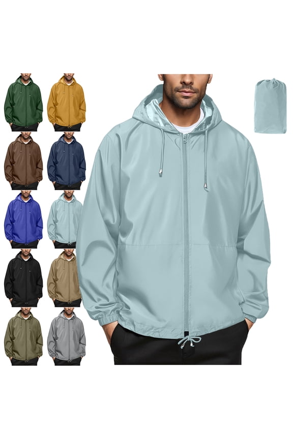 Mens Jackets Lightweight Mens Lightweight Rain Jacket Waterproof Windbreaker Packable Rain Coat With Hood For Golf Running Hiking Travel Women's Raincoats Barn Jackets for Women,Size S-3XL