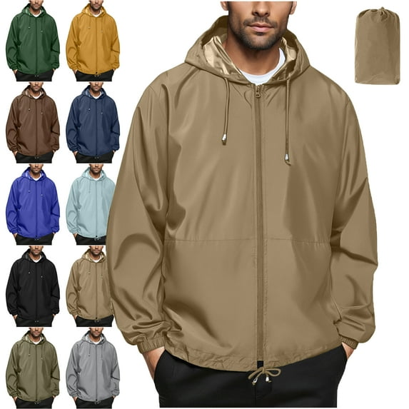 Lenago Mens Jackets Lightweight Mens Lightweight Rain Jacket Waterproof Windbreaker Packable Rain Coat With Hood For Golf Running Hiking Travel Women's Raincoats Barn Jackets for Women,Size S-3XL