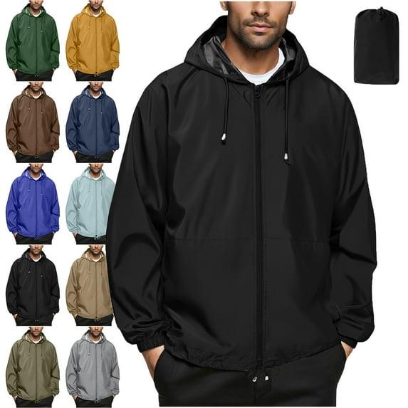 Lenago Mens Jackets Lightweight Mens Lightweight Rain Jacket Waterproof Windbreaker Packable Rain Coat With Hood For Golf Running Hiking Travel Women's Raincoats Barn Jackets for Women,Size S-3XL