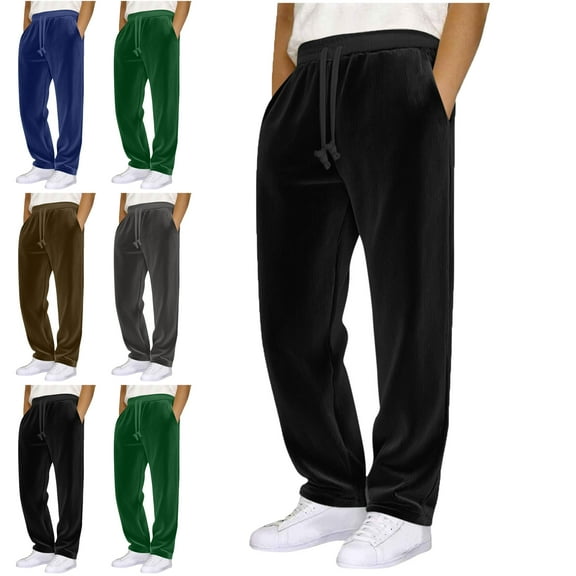 Lenago Mens Pants Boy Pants Work Pants Men Athleta Pants Men Corduroy Drawstring Pocket Straight Loose Casual Pants Pull Rope Elastic Waist Long Pants