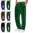 thumbnail image 1 of Lenago Mens Pants Boy Pants Work Pants Men Athleta Pants Men Corduroy Drawstring Pocket Straight Loose Casual Pants Pull Rope Elastic Waist Long Pants, 1 of 5