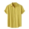 thumbnail image 1 of Lenago Mens Shirts Casual Solid Turndown Short Sleeve Button Closure Shirt Hawaii Blouse, 1 of 8