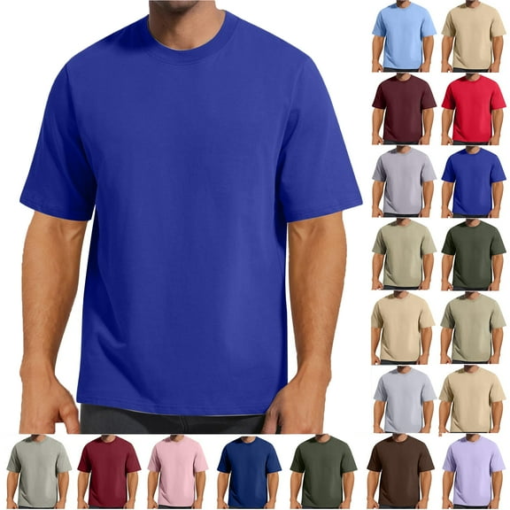 Lenago Mens Shirts Solid Color Short Sleeveless Dark Blue 10(XL) Tops Crew Neck Leisure Versatile Thin Style T Shirt Loose T Shirts for Men