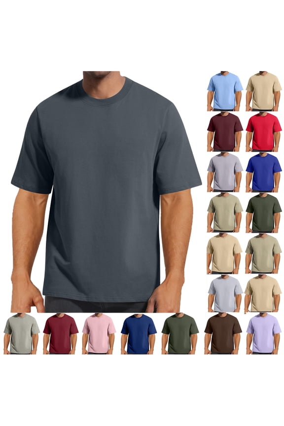 Mens Shirts Solid Color Short Sleeveless Dark Gray 16(M)(4(S)XL) Tops Crew Neck Leisure Versatile Thin Style T Shirt Loose T Shirts for Men