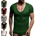thumbnail image 1 of Lenago Mens Shirts Sport Men's and Big Men's Solid Color Sports Short Sleeve Army Green 10(XL) Tops Thin Style T Shirt Summer Running Gym Cycling Close Fitting Mens Tops, 1 of 8