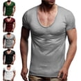 thumbnail image 1 of Lenago Mens Shirts Sport Men's and Big Men's Solid Color Sports Short Sleeve Gray 8(L) Tops Thin Style T Shirt Summer Running Gym Cycling Close Fitting Mens Tops, 1 of 8