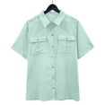 thumbnail image 1 of Lenago Mens Shirts Unisex Summer Lapel Breasted Double Pocket Short Sleeved Shirt Top Short Sleeved Lapel Top/shirt, 1 of 8
