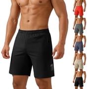 Lenago Mens Shorts Shorts Men Gym Shorts Men's Solid Color Casual Sports Shorts With Elastic Waist Fitness Training Beach Pants Gray XXL