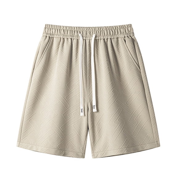 Lenago Mens Sports Shorts Men's Shorts Mens Shorts Men's Casual Fashion Solid Color Elastic Waist Pocket Outdoor Sports Shorts Pants Khaki XXL