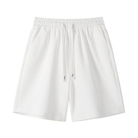 Lenago Mens Sports Shorts Men's Shorts Mens Shorts Men's Casual Fashion Solid Color Elastic Waist Pocket Outdoor Sports Shorts Pants White XXXXXL