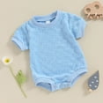 thumbnail image 1 of Lenago Newborn Unisex Baby Boy Girl Solid Color Short Sleeve Bubble Romper Oversized T-Shirt Romper Bodysuit Top Summer Clothes, 1 of 4