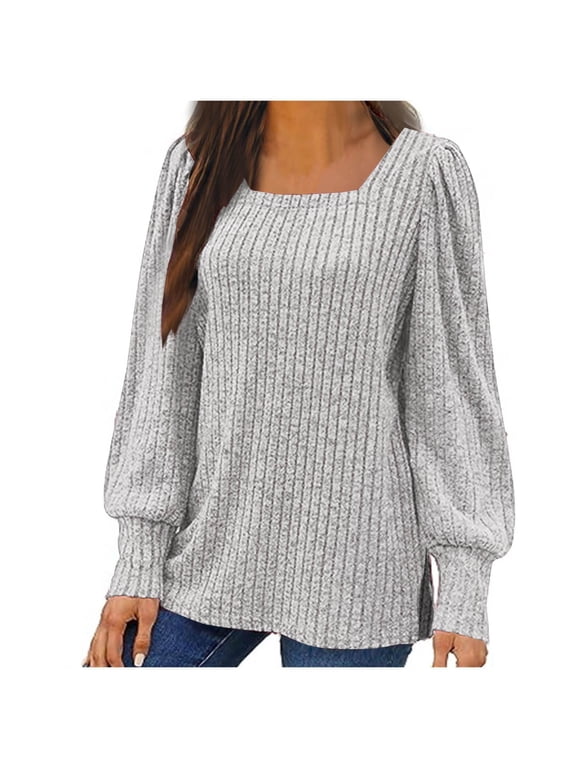 Lenago Oversized Sweaters for Women Plus Size Fashion Long Sleeve Loose Solid Color Blouse Pullover Sweaters Jumper