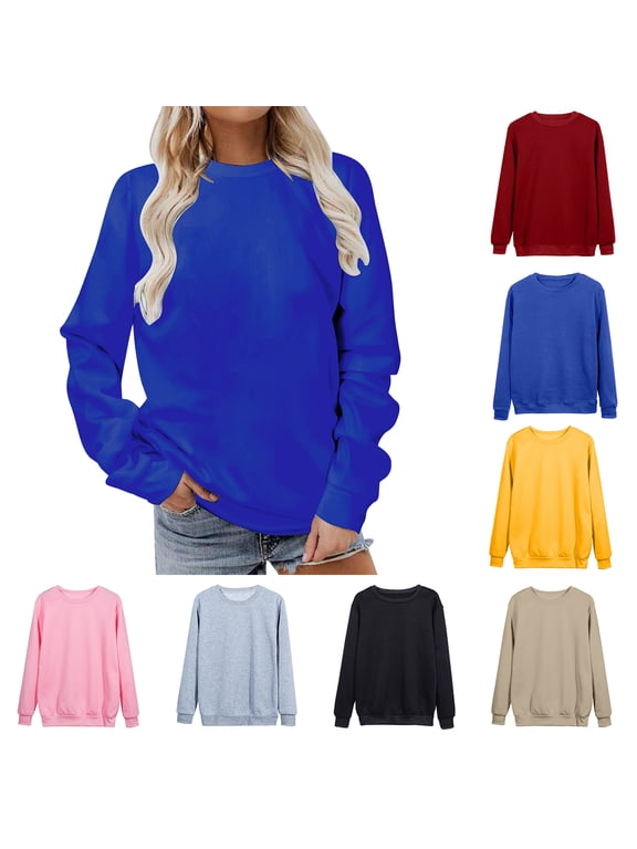 Lenago Oversized Sweatshirt for Women Long Sleeves Casual Shirts Color Round Neck Sweatshirt Crewneck Pullover Tunic Tops Fall Winter Outfits Clothes
