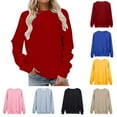 thumbnail image 1 of Lenago Oversized Sweatshirt for Women Long Sleeves Casual Shirts Color Round Neck Sweatshirt Crewneck Pullover Tunic Tops Fall Winter Outfits Clothes, 1 of 5