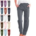 thumbnail image 1 of Lenago Pants for Women Solid Color Long Pants Fashion Elastic Waist Drawstring Women's Pants Straight Leg Pants Loose Comfy Sports Casual Full Length Pants With Pockets Trousers Jogger Pant, 1 of 6