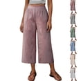 thumbnail image 1 of Lenago Pants for Women Multi Colored Linen Short Pants Solid Color Women Extra Large Patch Pocket Women Cropped Trousers, 1 of 10