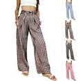 thumbnail image 1 of Lenago Pants for Women Plaid Long Pants Casual Trousers Stylish Loose-fitting Trousers With Elastic Waistband Bottoms, 1 of 10