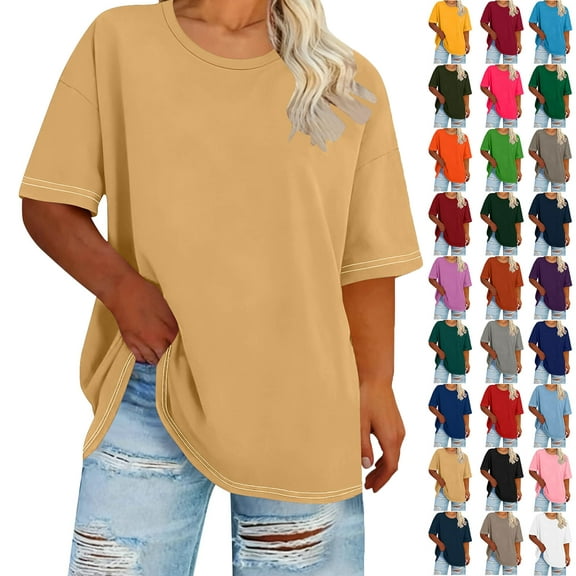 Lenago Plus Size Blouse for Women Short Sleeve Fashion Casual Solid Color Printing Lace Round Neck Blouses for Women Pleated Tunic Tops Dressy Casual Summer Shirts