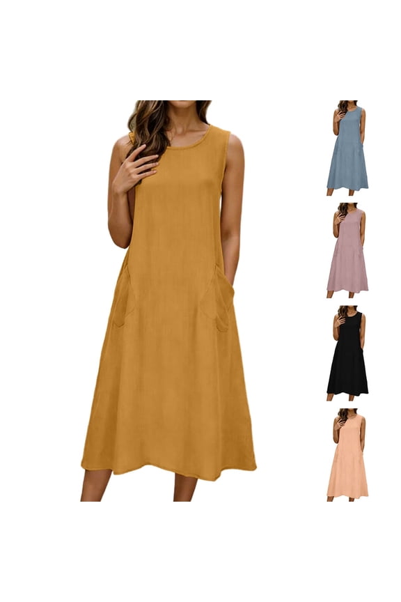 Plus Size Maxi Dress for Women Short Sleeve Crew Neck Solid Color Dress Cotton Linen Long Dress Boho Chic Casual Party Wear Summer Vacation Beach Fashion