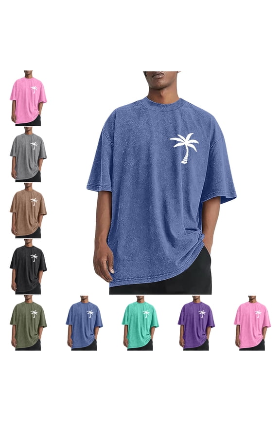 Plus Size Mens Tops Short Sleeve Clothes Crew Neck Summer Solid Color Casual Sports Washed Distressed Mens Shirts Loose T Shirts It's Suitable for Sports Fields Parties Shopping Daily Life Etc