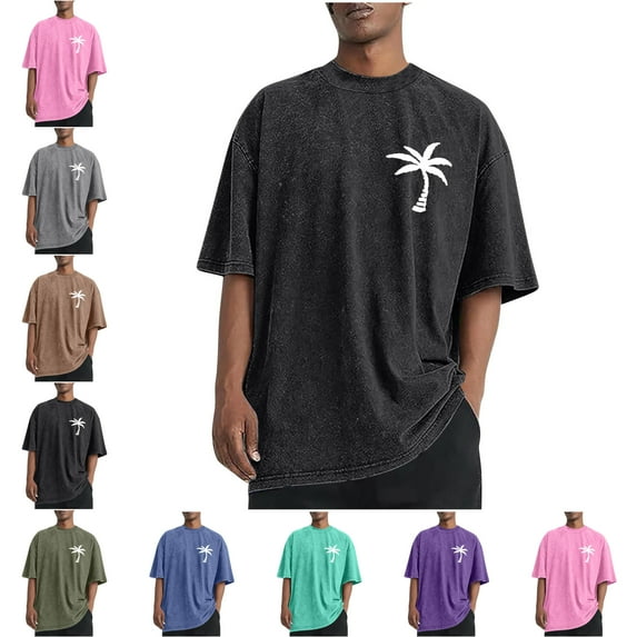 Lenago Plus Size Mens Tops Short Sleeve Clothes Crew Neck Summer Solid Color Casual Sports Washed Distressed Mens Shirts Loose T Shirts It's Suitable for Sports Fields Parties Shopping Daily Life Etc