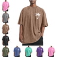 thumbnail image 1 of Lenago Plus Size Mens Tops Short Sleeve Clothes Crew Neck Summer Solid Color Casual Sports Washed Distressed Mens Shirts Loose T Shirts It's Suitable for Sports Fields Parties Shopping Daily Life Etc, 1 of 6