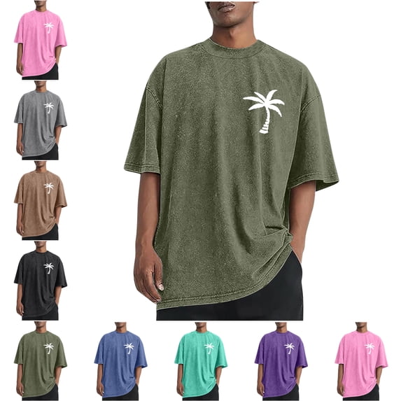 Lenago Plus Size Mens Tops Short Sleeve Clothes Crew Neck Summer Solid Color Casual Sports Washed Distressed Mens Shirts Loose T Shirts It's Suitable for Sports Fields Parties Shopping Daily Life Etc