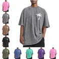 thumbnail image 1 of Lenago Plus Size Mens Tops Short Sleeve Clothes Crew Neck Summer Solid Color Casual Sports Washed Distressed Mens Shirts Loose T Shirts It's Suitable for Sports Fields Parties Shopping Daily Life Etc, 1 of 6