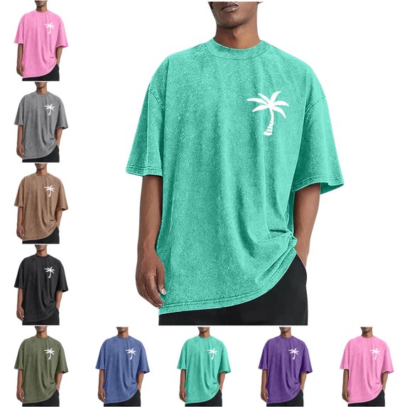 Lenago Plus Size Mens Tops Short Sleeve Clothes Crew Neck Summer Solid Color Casual Sports Washed Distressed Mens Shirts Loose T Shirts It's Suitable for Sports Fields Parties Shopping Daily Life Etc