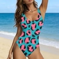thumbnail image 1 of Lenago Plus Size One-piece Swimsuit for Women Close-fitting Monokini with Floral Printing Summer Beach Fashion Swimwear Push Up Bikini Sets Vacation Holiday S-2XL, 1 of 6