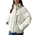 thumbnail image 1 of Lenago Plus Size Quilted Jackets for Women Casual Colored Long-Sleeved Hooded Jacket Packable Puffer Jacket(White 2XL), 1 of 3