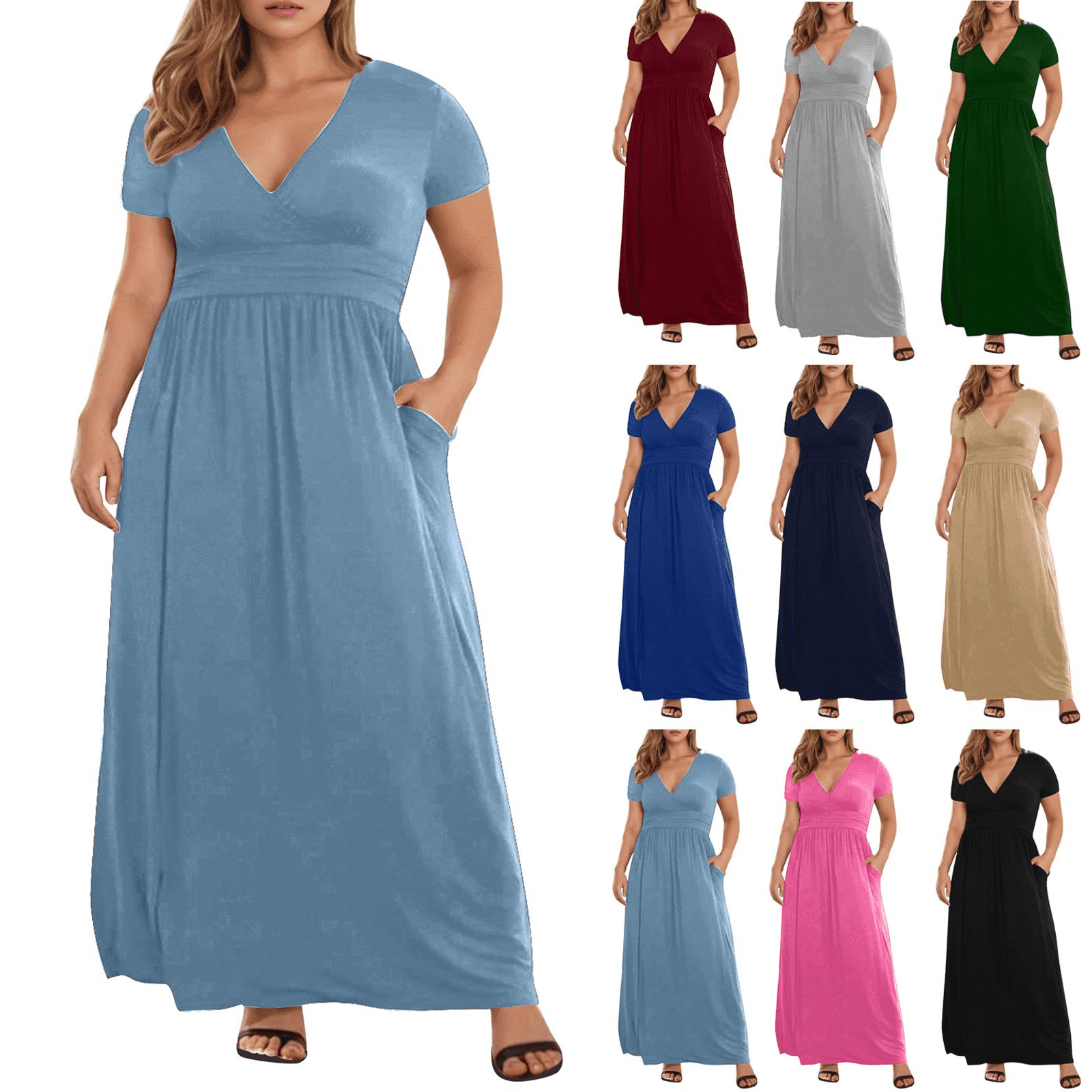 womens empire waist dresses Amazon.com: AUSELILY Women's Dress Long Sleeve V Neck Size:34