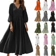 thumbnail image 1 of Lenago Plus Size Summer Dresses for Women 2025 Maxi Dress V-Neck Short Sleeve Dresses for Party Casual Summer Maxi Dresses for Women with Pockets, 1 of 7