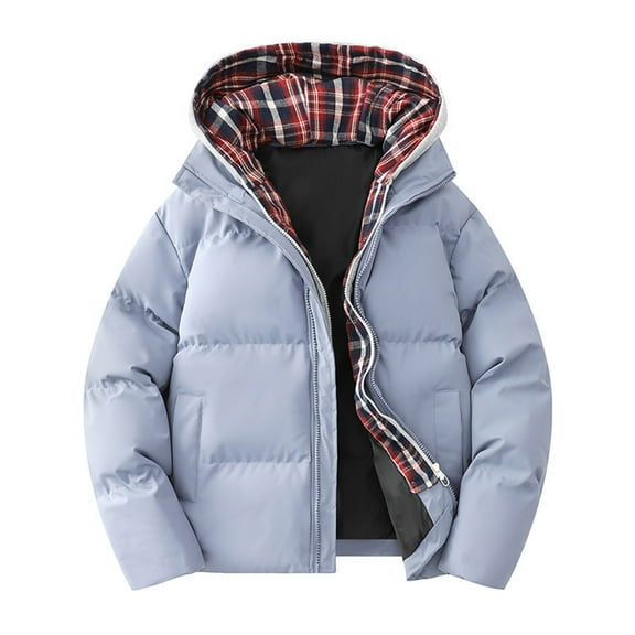 Lenago Quilted Jackets For Men With High Collar Hooded Winter Parka Jackets Fleece Lining Thermal Winter Fashion Outerwear Comfortable Cozy Outerwear Thicken Puffer Jackets