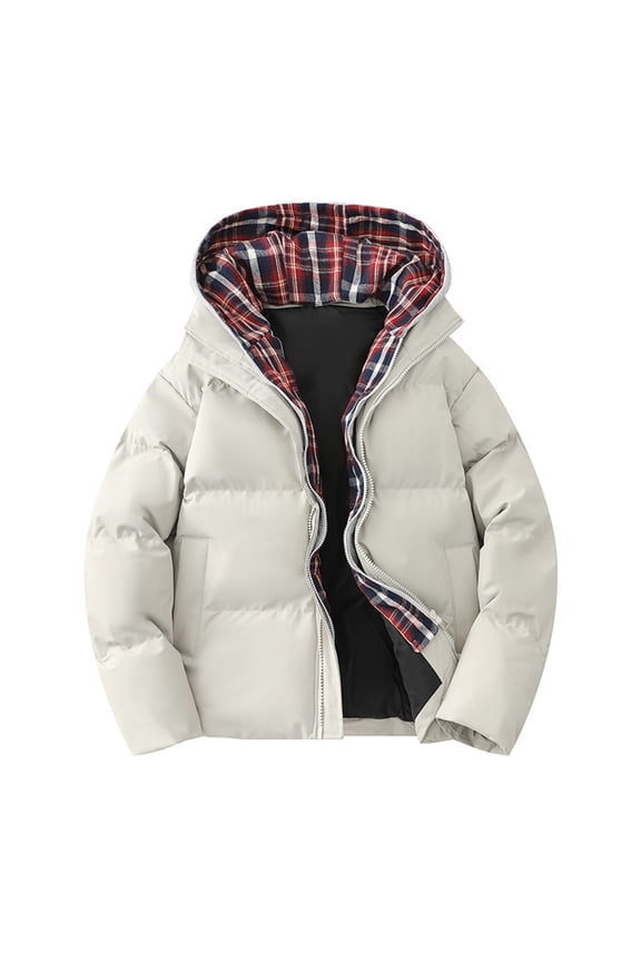 Quilted Jackets For Men With High Collar Hooded Winter Parka Jackets Fleece Lining Thermal Winter Fashion Outerwear Comfortable Cozy Outerwear Thicken Puffer Jackets