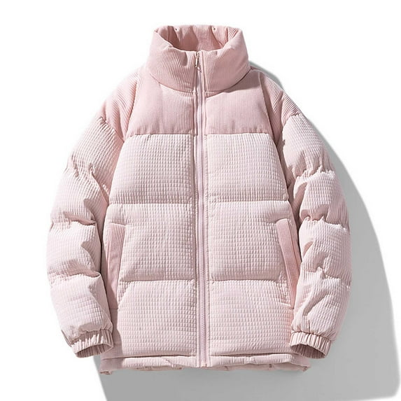 Lenago Quilted Jackets For Men With High Collar No Hoods Winter Parka Jackets Fleece Lining Thermal Winter Fashion Outerwear Comfortable Cozy Outerwear Thicken Puffer Jackets