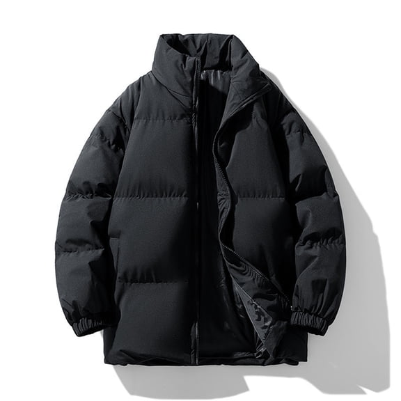 Lenago Quilted Jackets For Men With High Collar No Hoods Winter Parka Jackets Fleece Lining Thermal Winter Fashion Outerwear Comfortable Cozy Outerwear Thicken Puffer Jackets