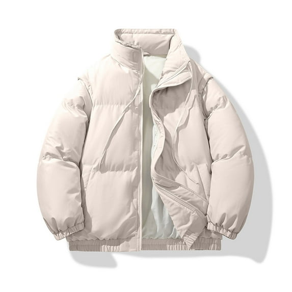 Lenago Quilted Jackets For Men With High Collar No Hoods Winter Parka Jackets Fleece Lining Thermal Winter Fashion Outerwear Comfortable Cozy Outerwear Thicken Puffer Jackets