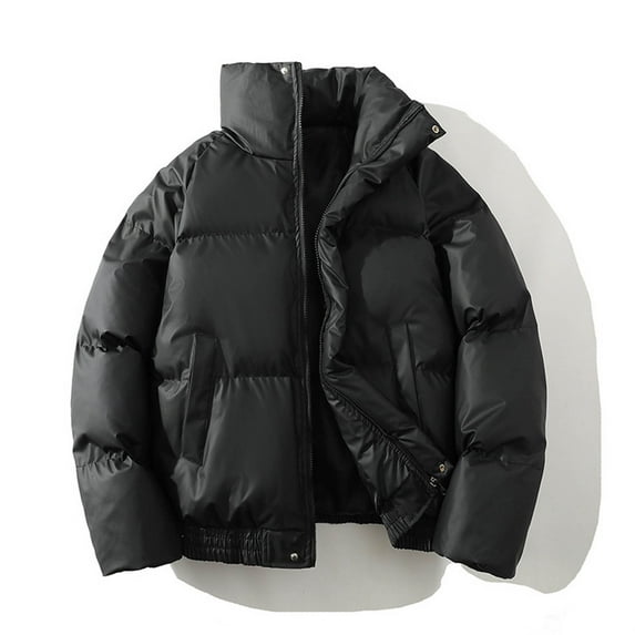 Lenago Quilted Jackets For Men With High Collar No Hoods Winter Parka Jackets Fleece Lining Thermal Winter Fashion Outerwear Comfortable Cozy Outerwear Thicken Puffer Jackets